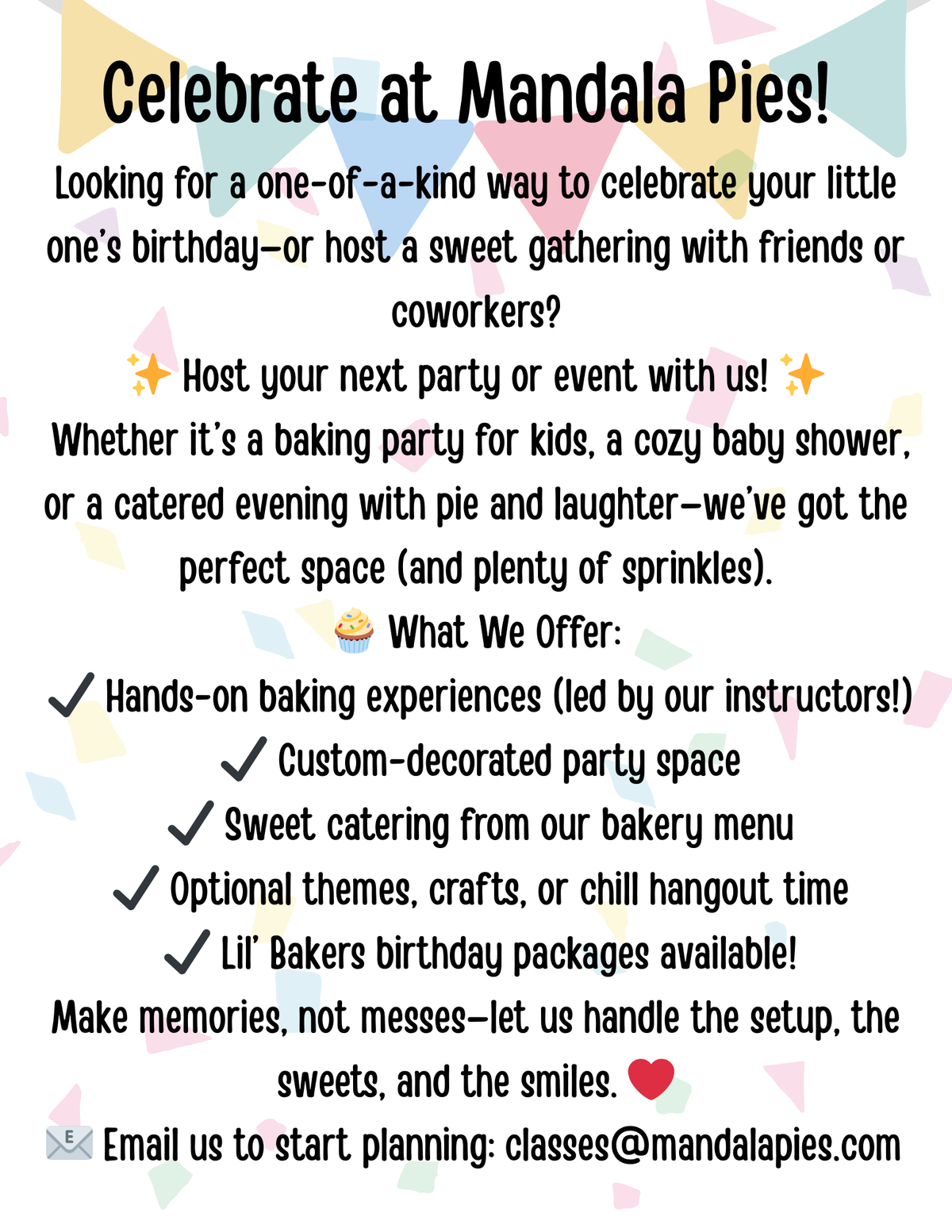 Hosting events at Mandala Pies
